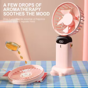 Foldable Hanging Neck Mini Cooling Fan - Pink