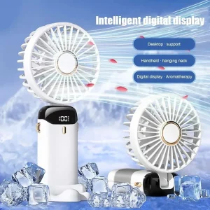 Foldable Hanging Neck Mini Cooling Fan - White